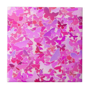 Azulejo De Cerámica Mariposas, púrpura, lavanda, rosa