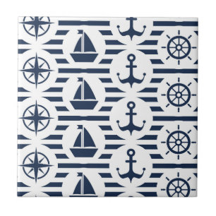 Azulejo De Cerámica Marítimo en modelo azul