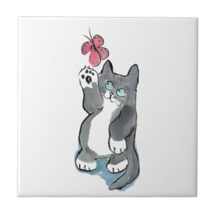 Azulejo De Cerámica Martha balancea en la mariposa roja