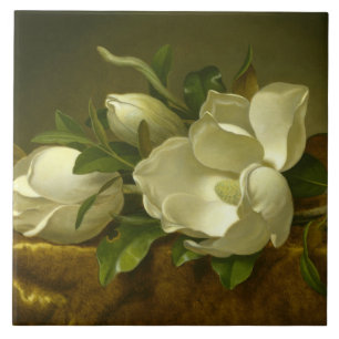 Azulejo De Cerámica Martin Johnson Heade - Magnolias sobre Velvet de O