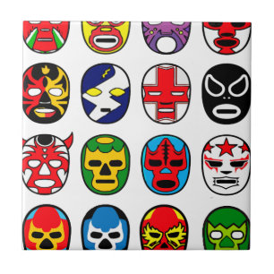 Azulejo De Cerámica Máscaras de lucha mexicanas de Lucha Libre
