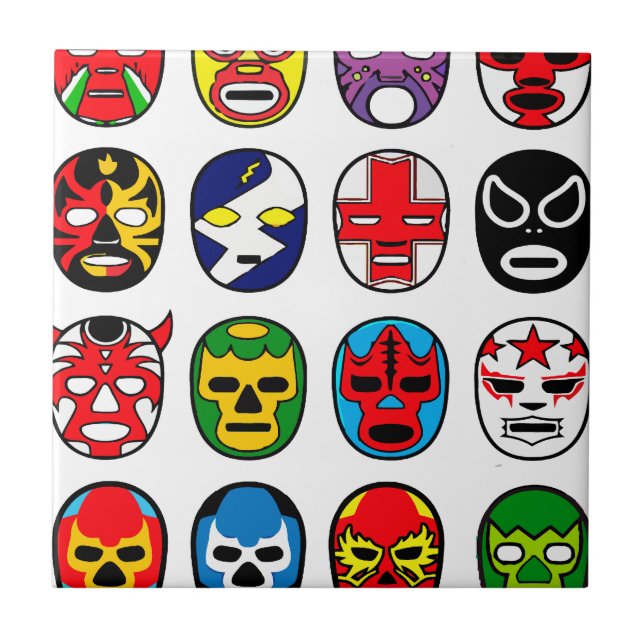 Azulejo De Cerámica Máscaras de lucha mexicanas de Lucha Libre (Frente)