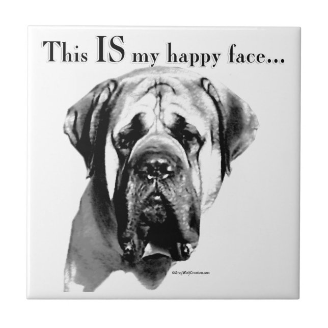 Azulejo De Cerámica Mastiff Happy Face (Frente)