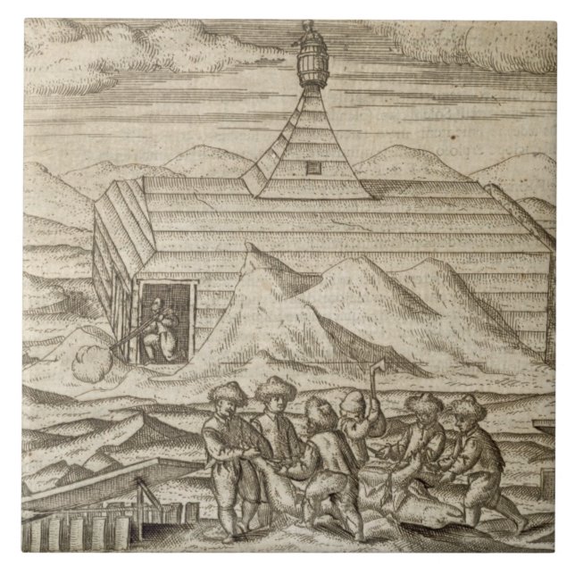 Azulejo De Cerámica Matanza del equipo y osos el pelar, fuera del cabi (Frente)