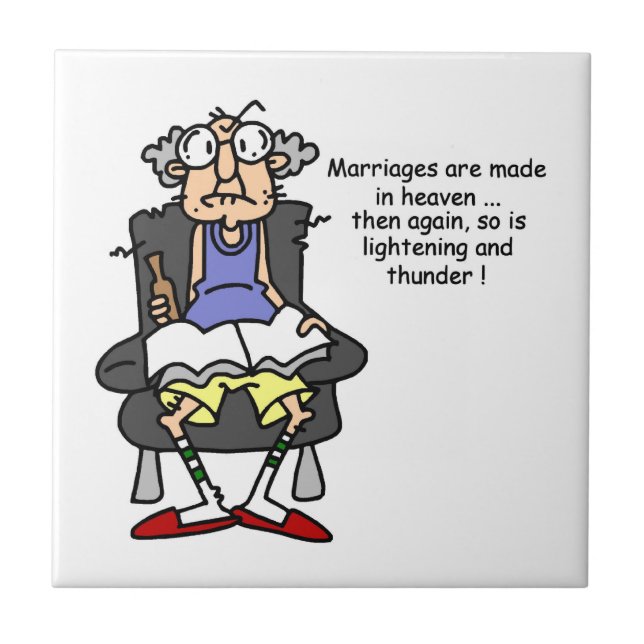 Azulejo De Cerámica Matrimonio, relámpago, humor trueno (Frente)