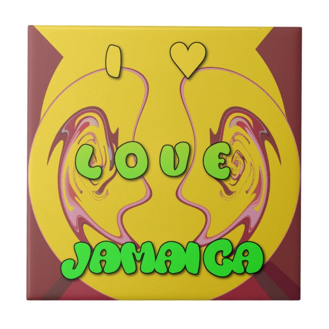 Azulejo De Cerámica Me encanta Jamaica.png (Frente)