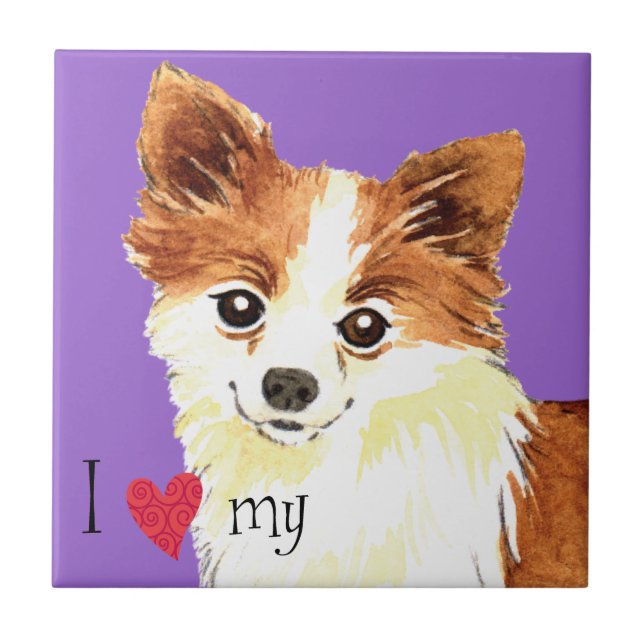 Azulejo De Cerámica Me encanta mi larga cabaña Chihuahua (Frente)