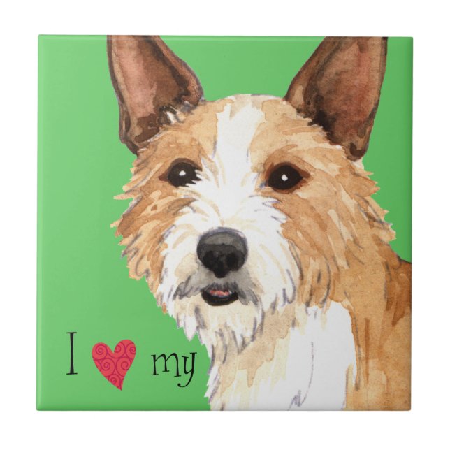 Azulejo De Cerámica Me encanta mi portugués Podengo Pequeno (Frente)