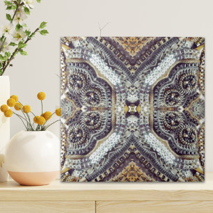 Azulejo De Cerámica Medallón de oro gris Kaleidoscópico