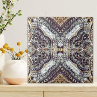 Azulejo De Cerámica Medallón de oro gris Kaleidoscópico