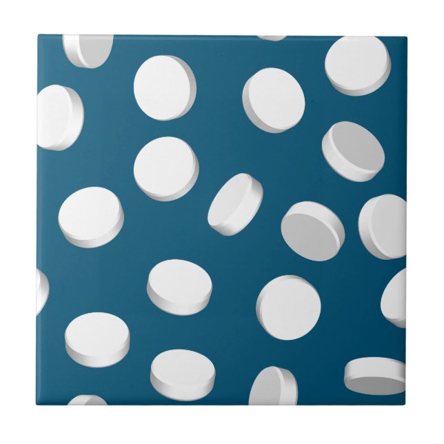 Azulejo De Cerámica medicamentos para pastillas azules (Frente)