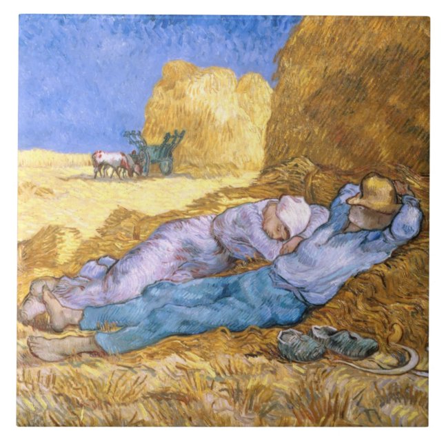 Azulejo De Cerámica Mediodía de Vincent van Gogh el |, la siesta, (Frente)