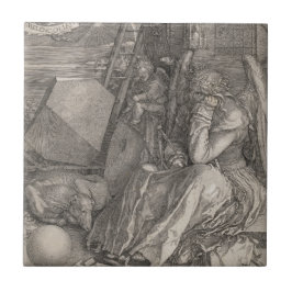 Azulejo De Cerámica Melancholia I, grabando por Albrecht Durer