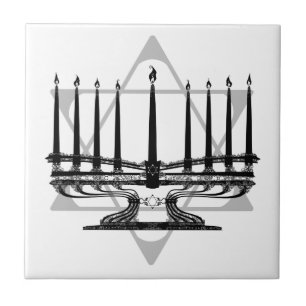 Azulejo De Cerámica Menorah y estrella