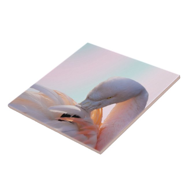 Azulejo De Cerámica Menta del rosa del flamenco (Lado)