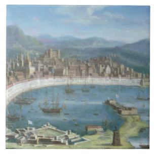 Azulejo De Cerámica Messina - una vista panorámica del puerto