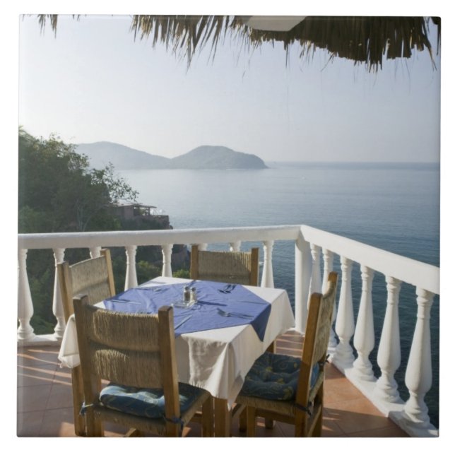 Azulejo De Cerámica México, Guerrero, Zihuatanejo. Cafetería encima (Frente)