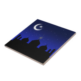 Azulejo De Cerámica Mezquita de Silhouette de noche - Tile