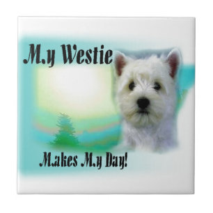 Azulejo De Cerámica Mi Westie me hace mi día