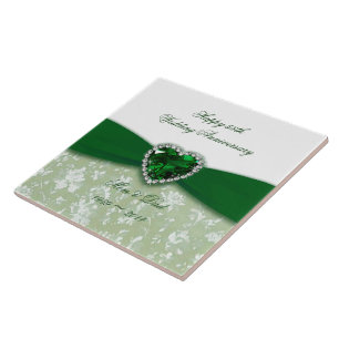 Azulejo De Cerámica Milla de aniversario del 55° Boda de Damask