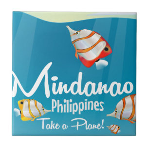 Azulejo De Cerámica Mindanao, afiche de viaje del personalizado de fil