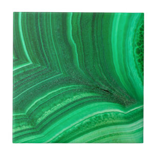 Azulejo De Cerámica Mineral de malaquita verde brillante
