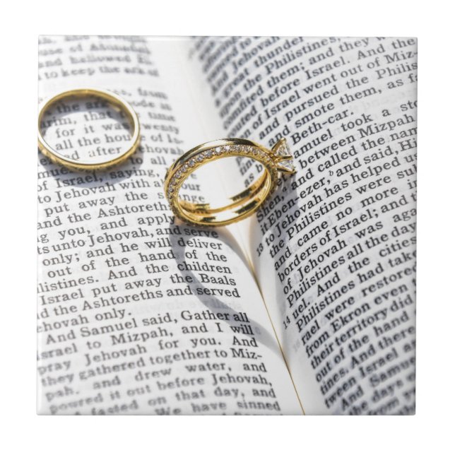 Azulejo De Cerámica Ministerio de la Biblia boda Cristiana (Frente)