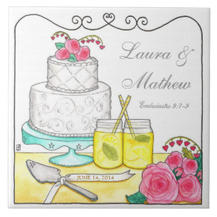 Azulejo De Cerámica Moda de país Personalizable Boda Tile