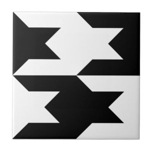 Azulejo De Cerámica Modelo 1 de Houndstooth blanco y negro