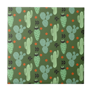 Azulejo De Cerámica Modelo abstracto del desierto del cactus del