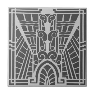Azulejo De Cerámica Modelo arquitectónico de Deco, gris plateado/gris