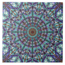 Azulejo De Cerámica Modelo atado mandala de la turquesa de Boho