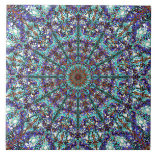 Azulejo De Cerámica Modelo atado mandala de la turquesa de Boho