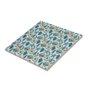Azulejo De Cerámica Modelo azul bonito del mar de las estrellas de mar
