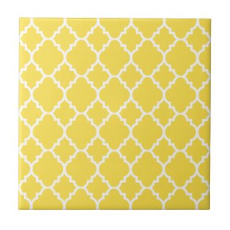 Azulejo De Cerámica Modelo blanco amarillo del marroquí de Quatrefoil