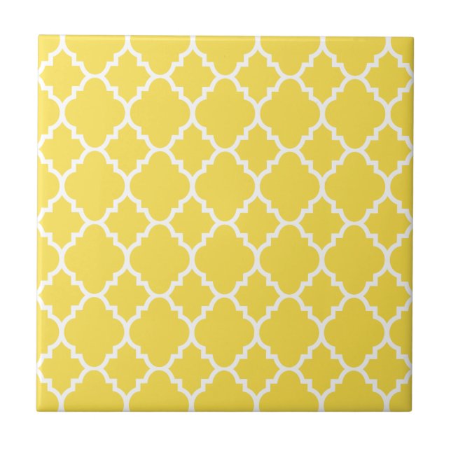 Azulejo De Cerámica Modelo blanco amarillo del marroquí de Quatrefoil (Frente)