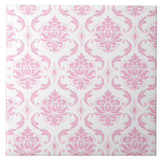 Azulejo De Cerámica Modelo blanco rosado femenino del damasco del