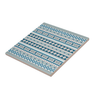 Azulejo De Cerámica Modelo combinado tribal azulverde y gris