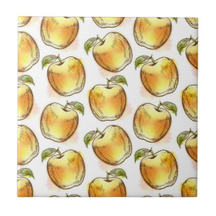 Azulejo De Cerámica Modelo con la manzana amarilla