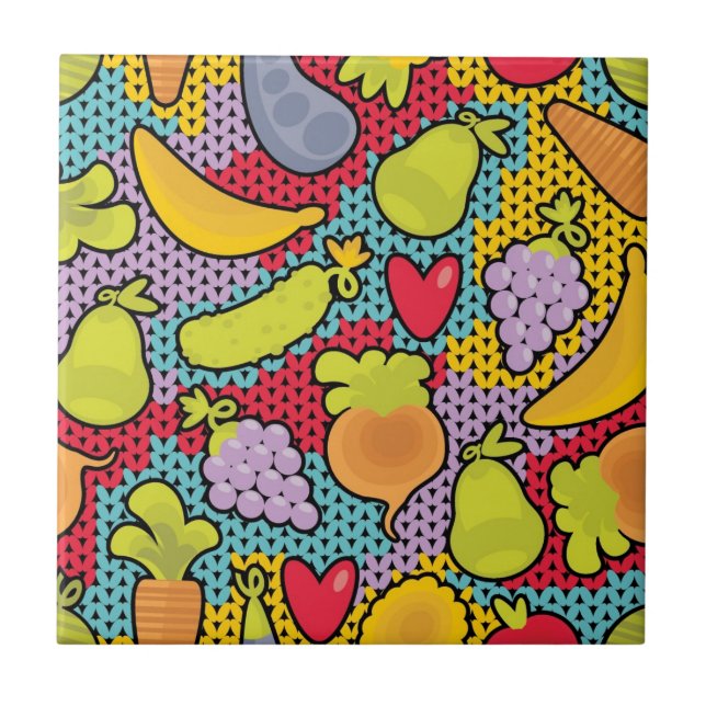 Azulejo De Cerámica Modelo con las frutas y verduras (Frente)