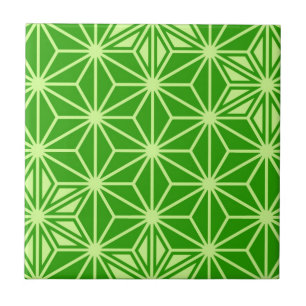 Azulejo De Cerámica Modelo de Asanoha del japonés - verde lima