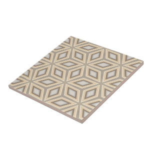 Azulejo De Cerámica Modelo de estrellas retro geométrico beige bonito