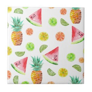 Azulejo De Cerámica Modelo de la fruta escarchada de la acuarela