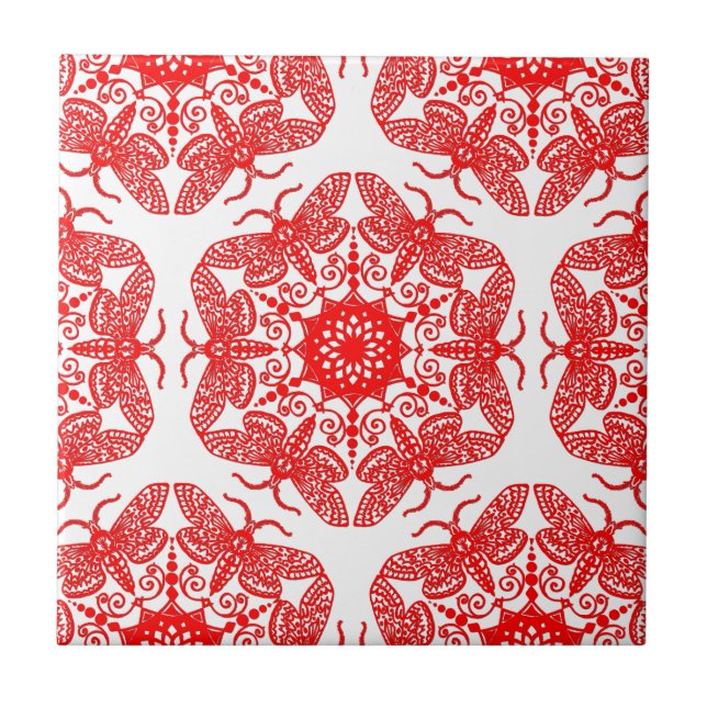 Azulejo De Cerámica Modelo de la polilla de Wycinanka (Frente)