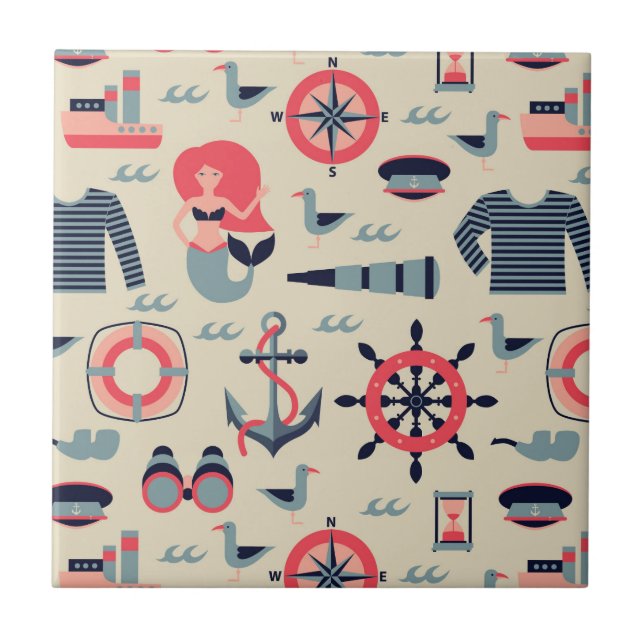 Azulejo De Cerámica Modelo de la vida marina (Frente)