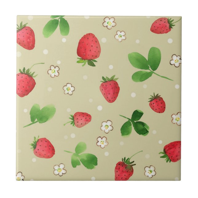 Azulejo De Cerámica Modelo de las fresas de la acuarela