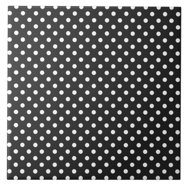 Azulejo De Cerámica Modelo de lunar blanco y negro (Frente)