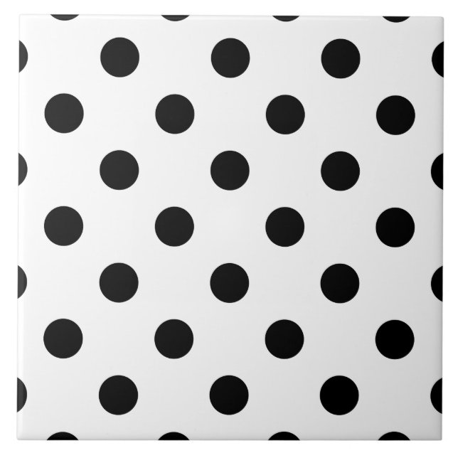 Azulejo De Cerámica Modelo de lunar blanco y negro (Frente)