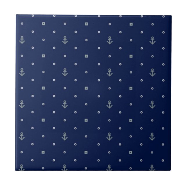 Azulejo De Cerámica Modelo de lunares del ancla (Frente)