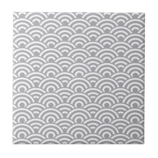 Azulejo De Cerámica Modelo de onda japonés del blanco gris